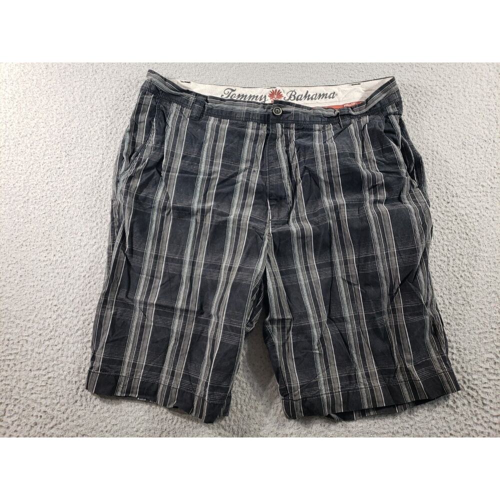 Tommy Bahama Shorts Men's 36 Black Silk Plaid Paradise Nation Stretch 36x10
